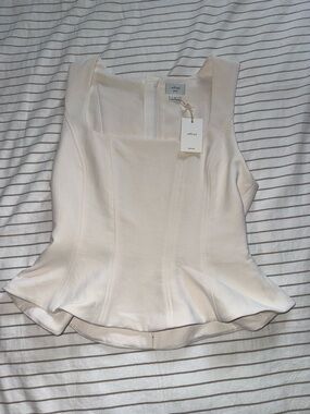 Aritzia Wilfred Ivory Peplum Top